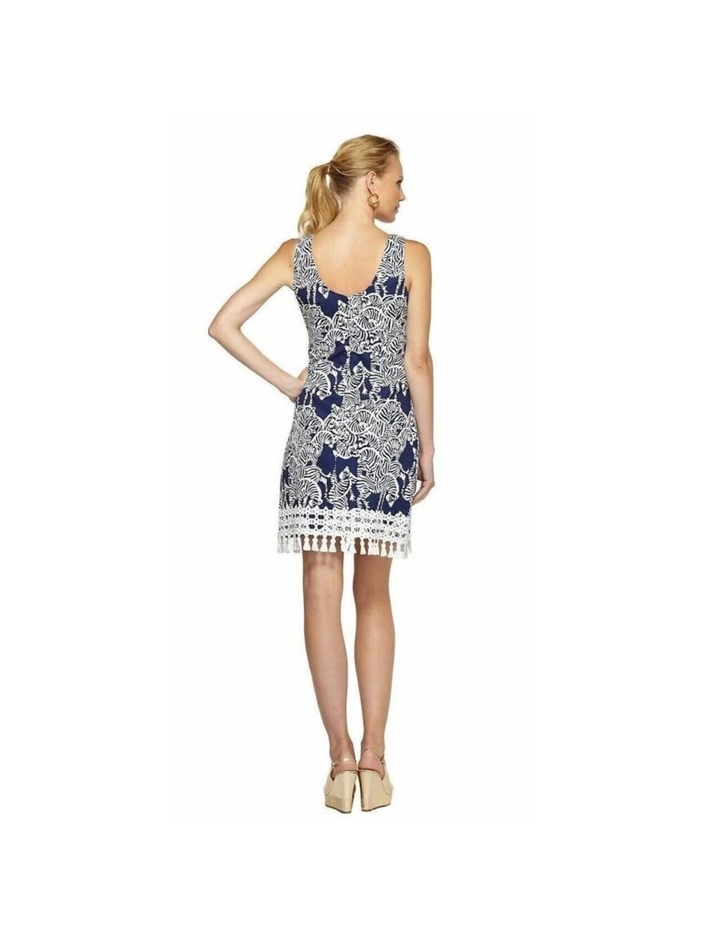 Lilly Pulitzer Thompson Shift Dress In Bright Navy I Herd You Print Size 00 View 3